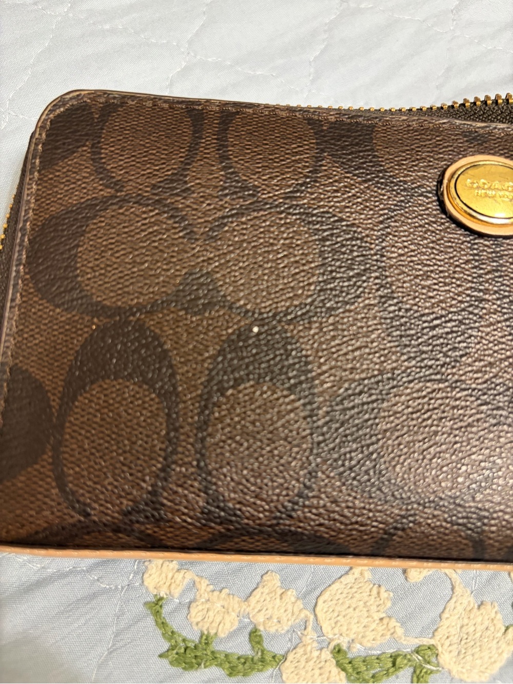Coach Signature Peyton Coated Canvas Double Zip Carryall Tote & Wallet PreOwned - Picture 7 of 16